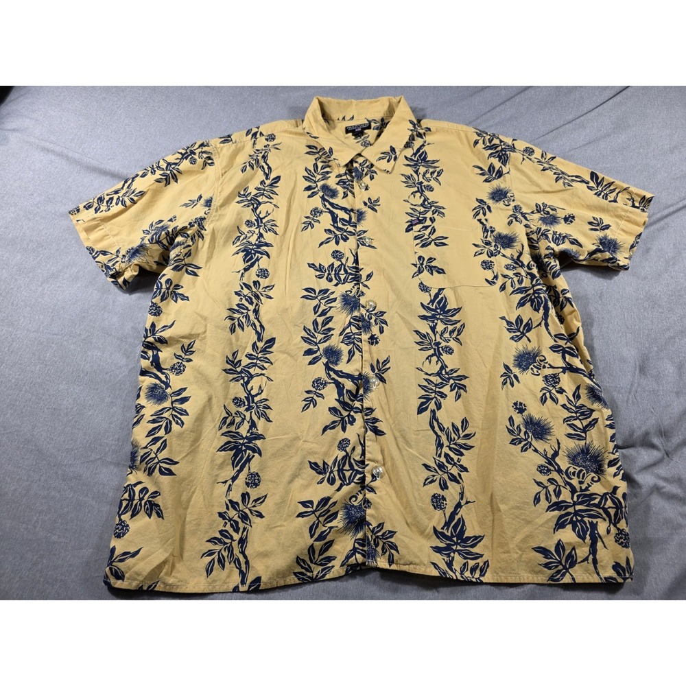 VTG Polo Jeans Co. Ralph Lauren Aloha Shirt Mens XL Yellow Floral SS Camp Collar